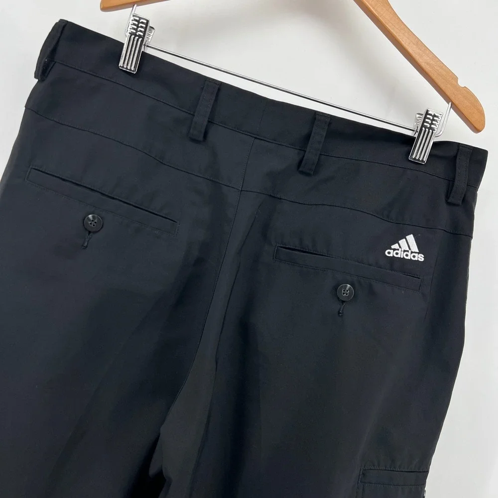 Adidas Golf Shorts Mens Size 32 Black Cargo‎ Pockets Athletic Activewear